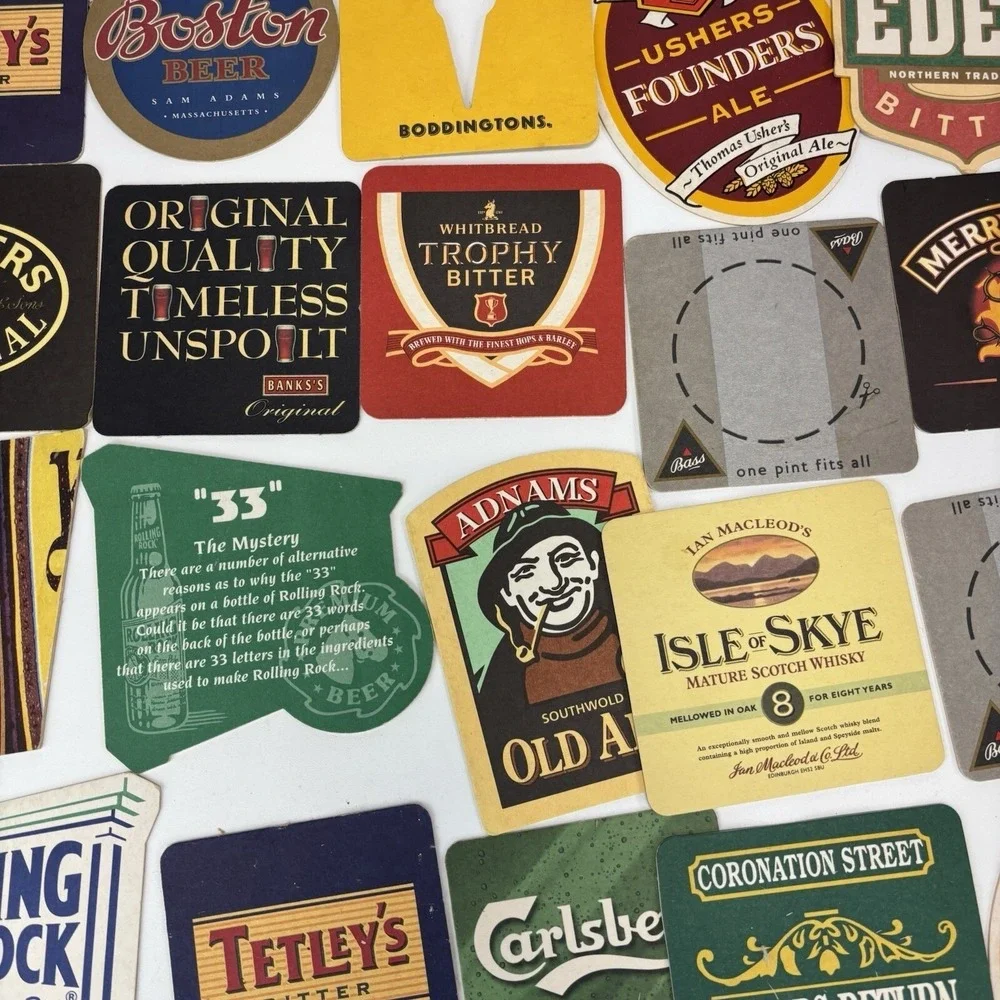 VTG Lot Coasters Man Cave Crafts Beer Soda Cider 48 Breweriana Retro Bar Varitey